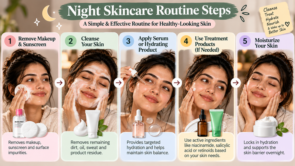 Night Skincare Routine Steps: Complete Guide for Healthy-Looking Skin five step night skincare routine