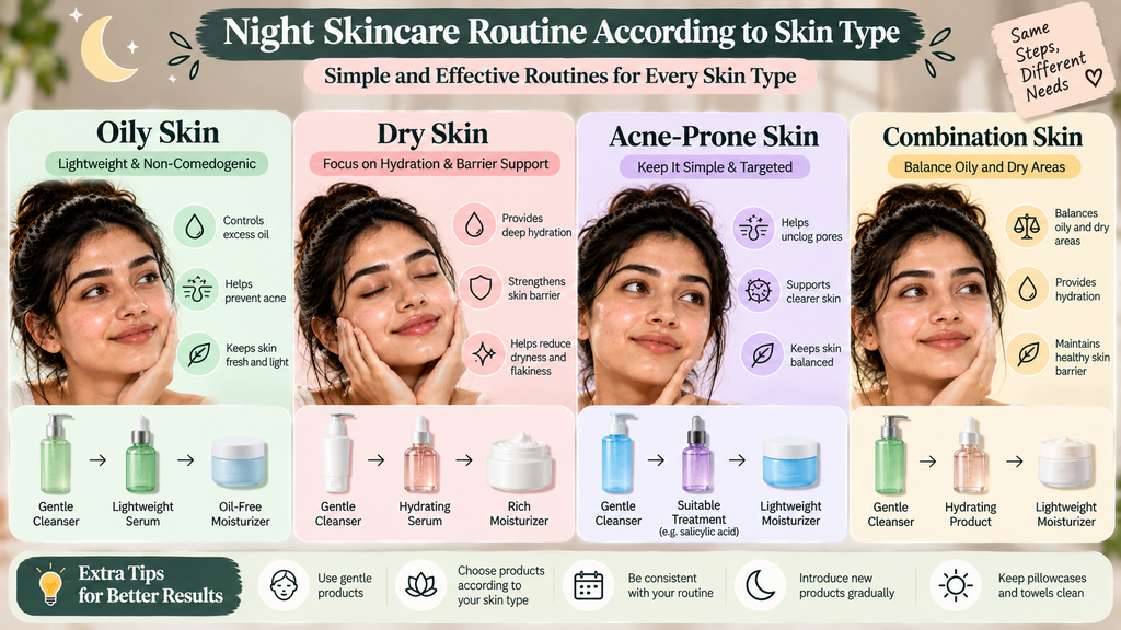 Night Skincare Routine Steps: Complete Guide for Healthy-Looking Skin night skincare routines by skin type